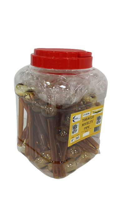 6" Gold Tobacco Novelty Pipe P-1576 (50ct Jar) - MK Distro