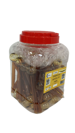 6" Gold Tobacco Novelty Pipe P-1576 (50ct Jar) - MK Distro