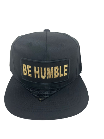 Adjustable Baseball Hat - BEHUMBLE Gold Patch (Solid Black) - MK Distro