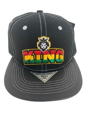 Adjustable Baseball Hat - KING (Black/Rasta) - MK Distro