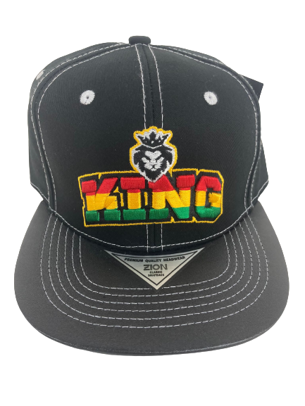 Adjustable Baseball Hat - KING (Black/Rasta) - MK Distro