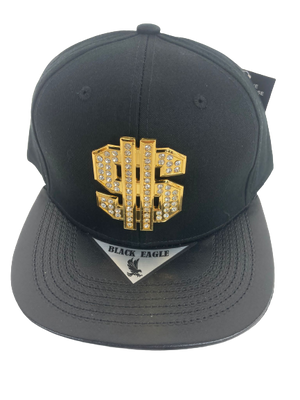Adjustable Baseball Hat - Gold Dollar Patch (Solid Black) - MK Distro